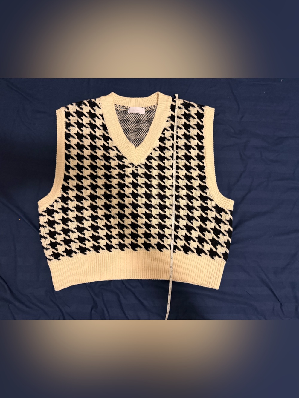 Oak +Fort Houndstooth Knit Skirt in Cream and Black